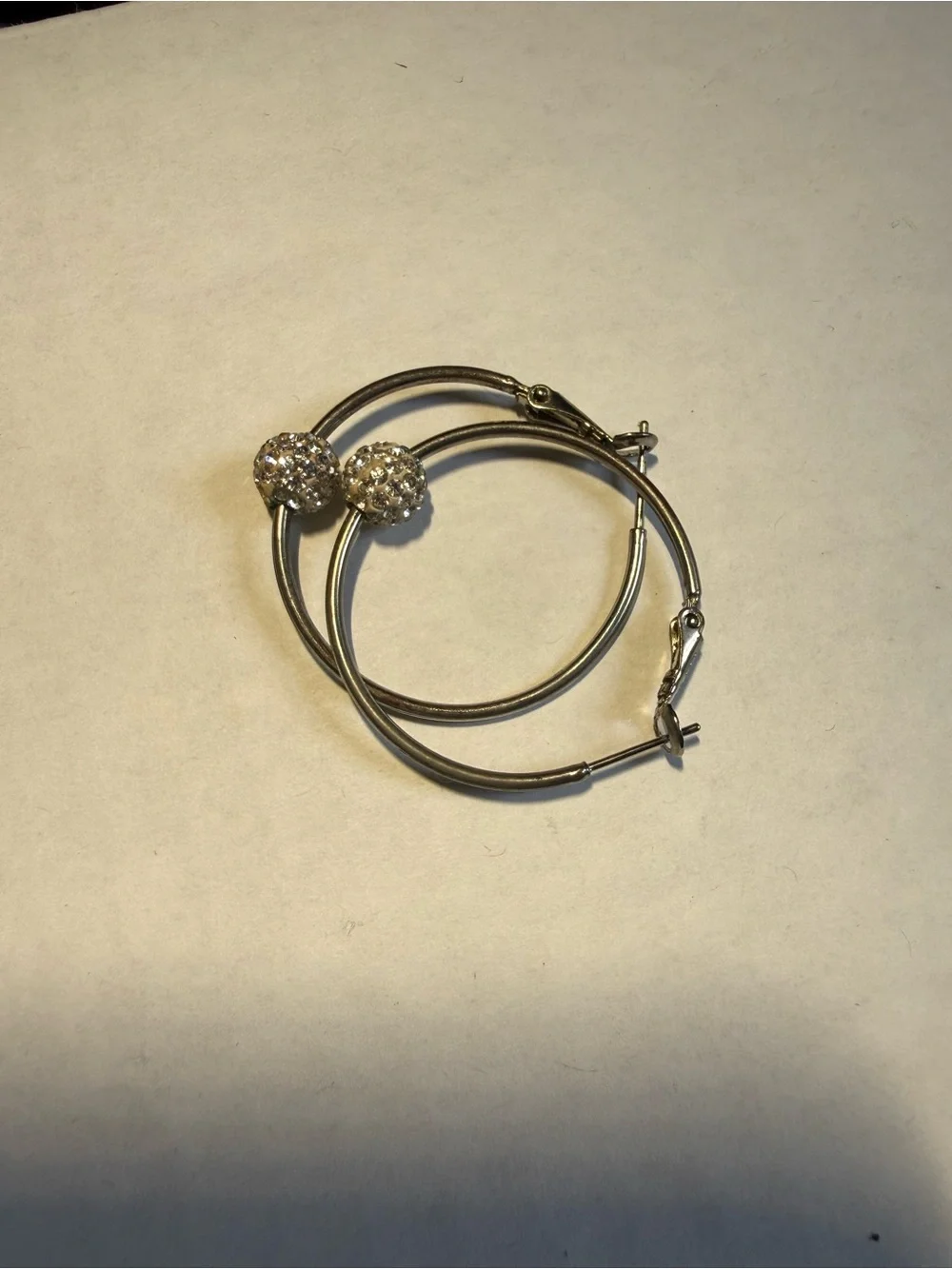 Crystal Pavé Hoop Earrings - Silver